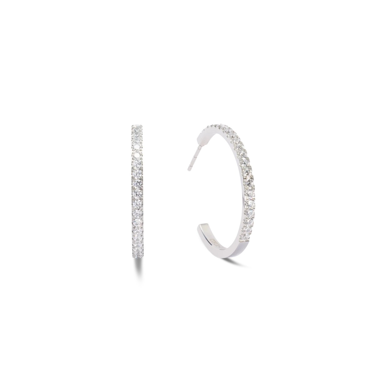 Coeur De Lion Eternal Love Big Crystal Hoop Earrings - Silver - 0147231817