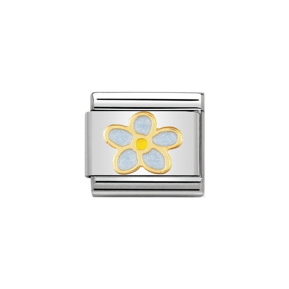 Nomination Classic Gold and Light Blue Enamel Forget-Me-Not Charm 030214/44