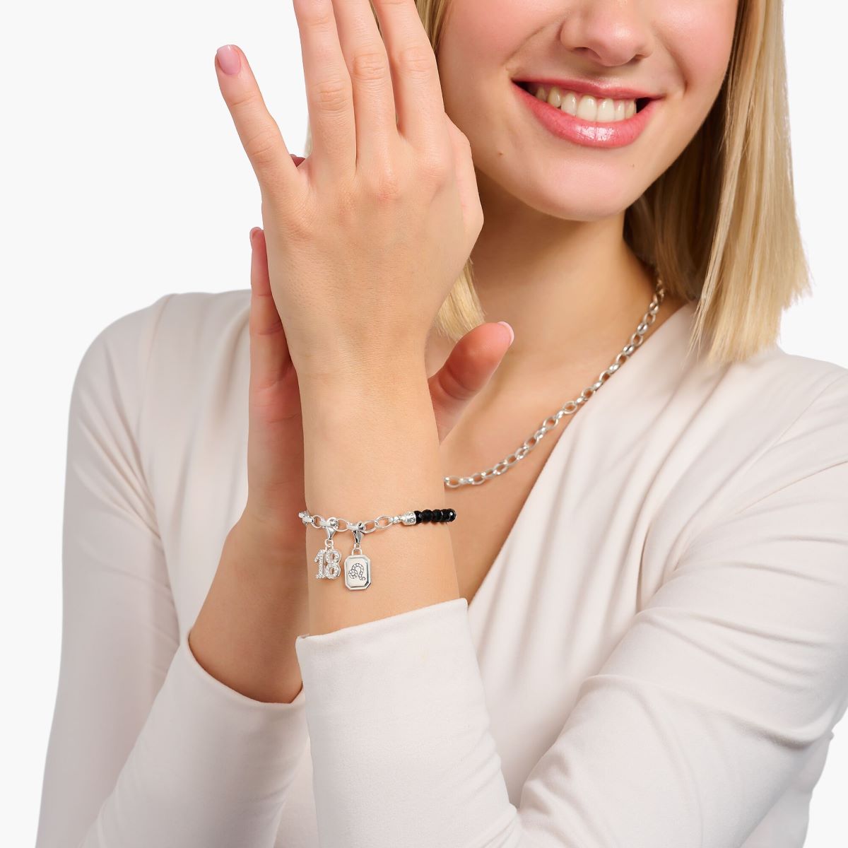 Thomas Sabo Charm Pendant - Silver and White Zirconia 18 Charm - 2134-051-21