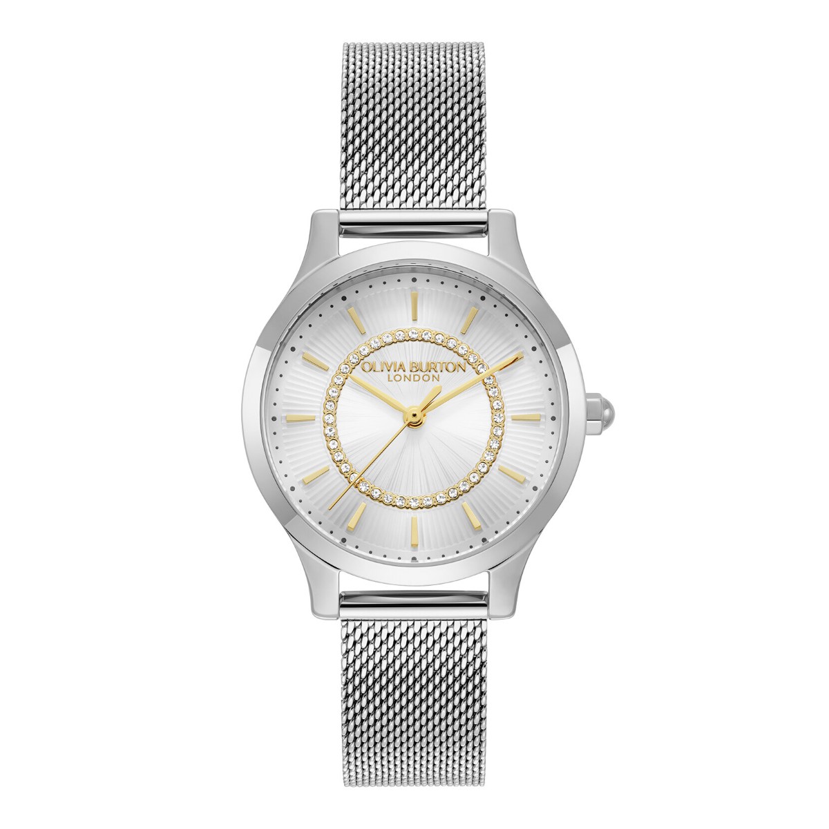 Olivia Burton Wonderlust White and Silver Mesh Watch 24000212