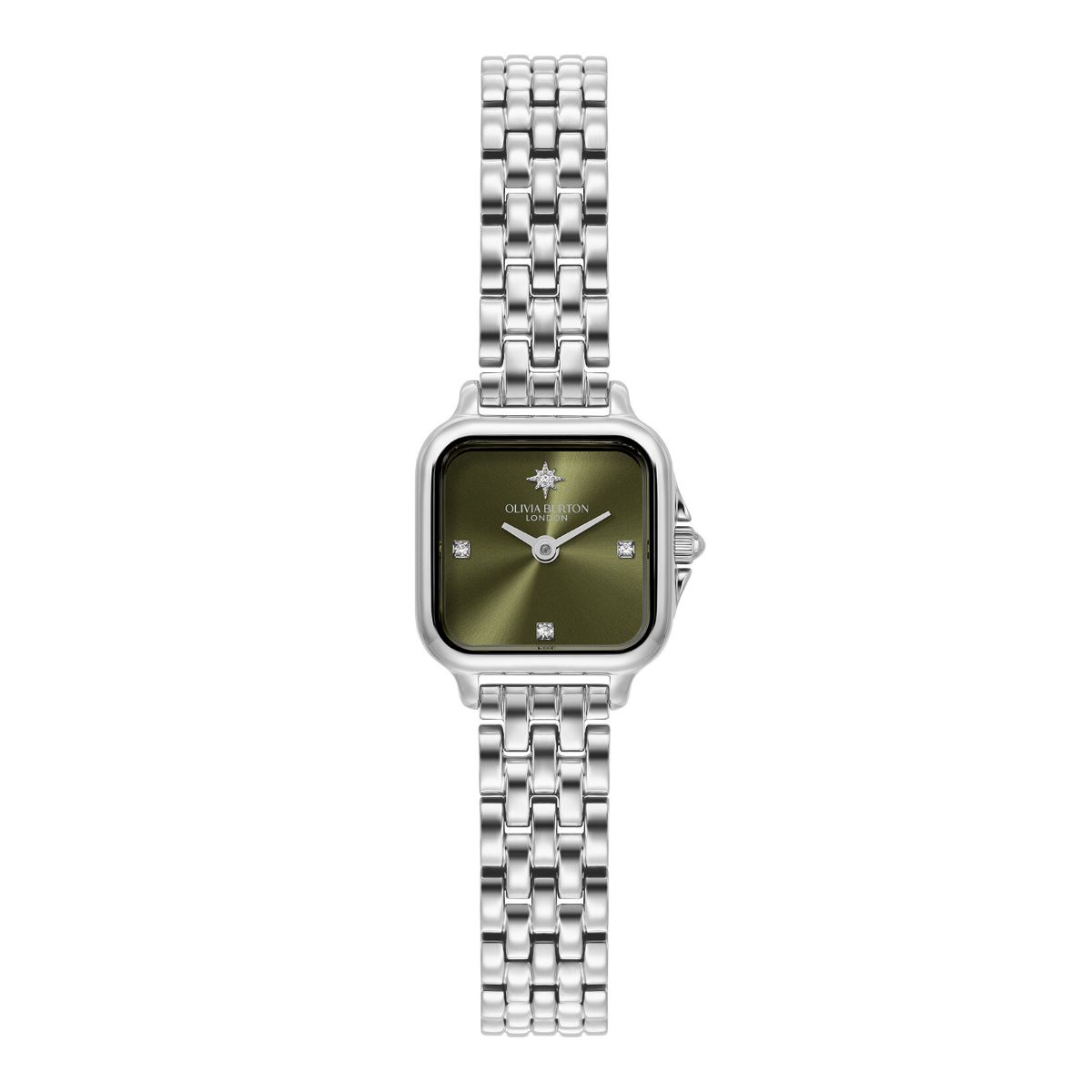 Olivia Burton Mini Grosvenor Sage Green and Silver Bracelet Watch - 24000255