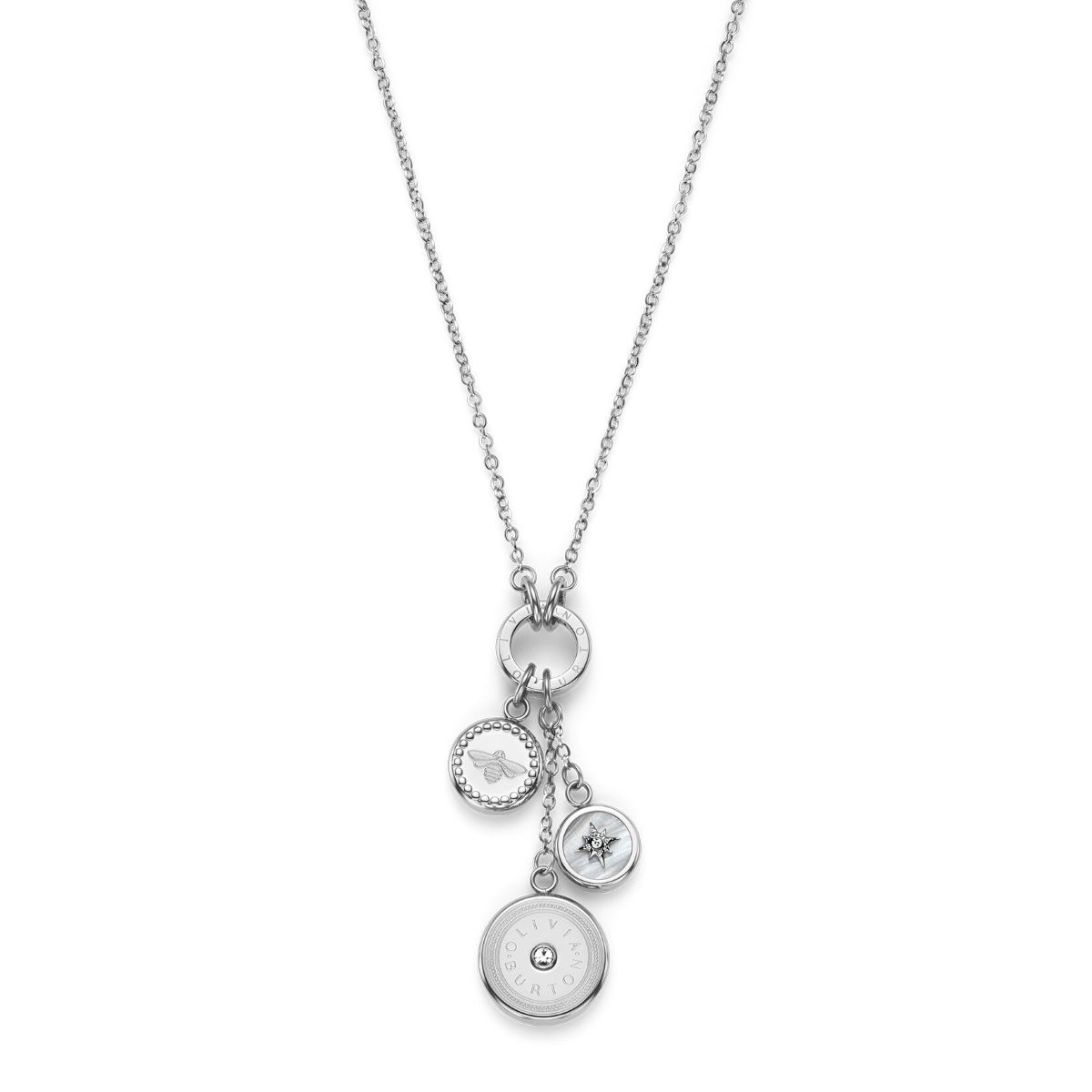 Olivia Burton Bee and North Star Silver Charm Necklace - 24100330