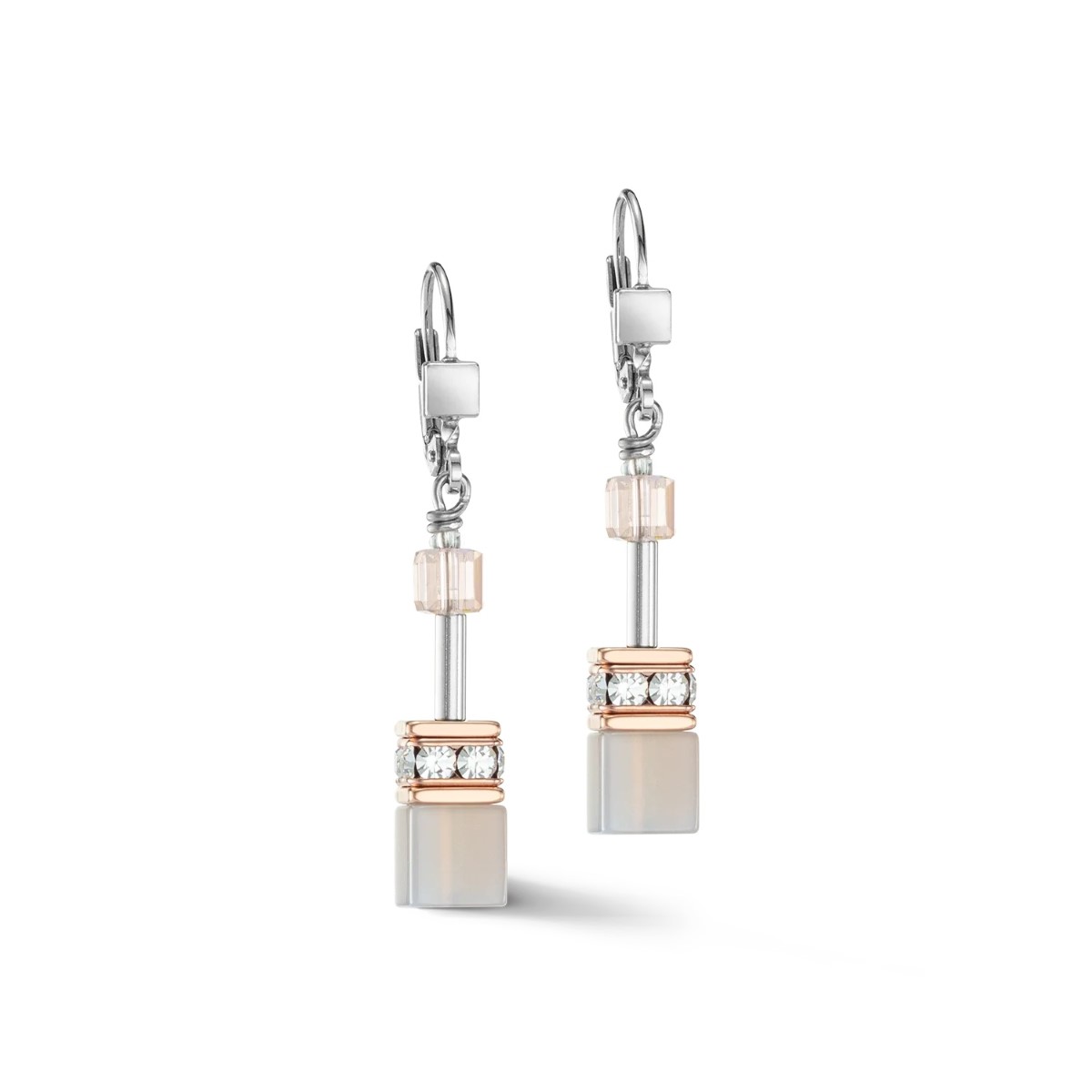 Coeur De Lion GeoCUBE Earrings - Rose Gold Peach