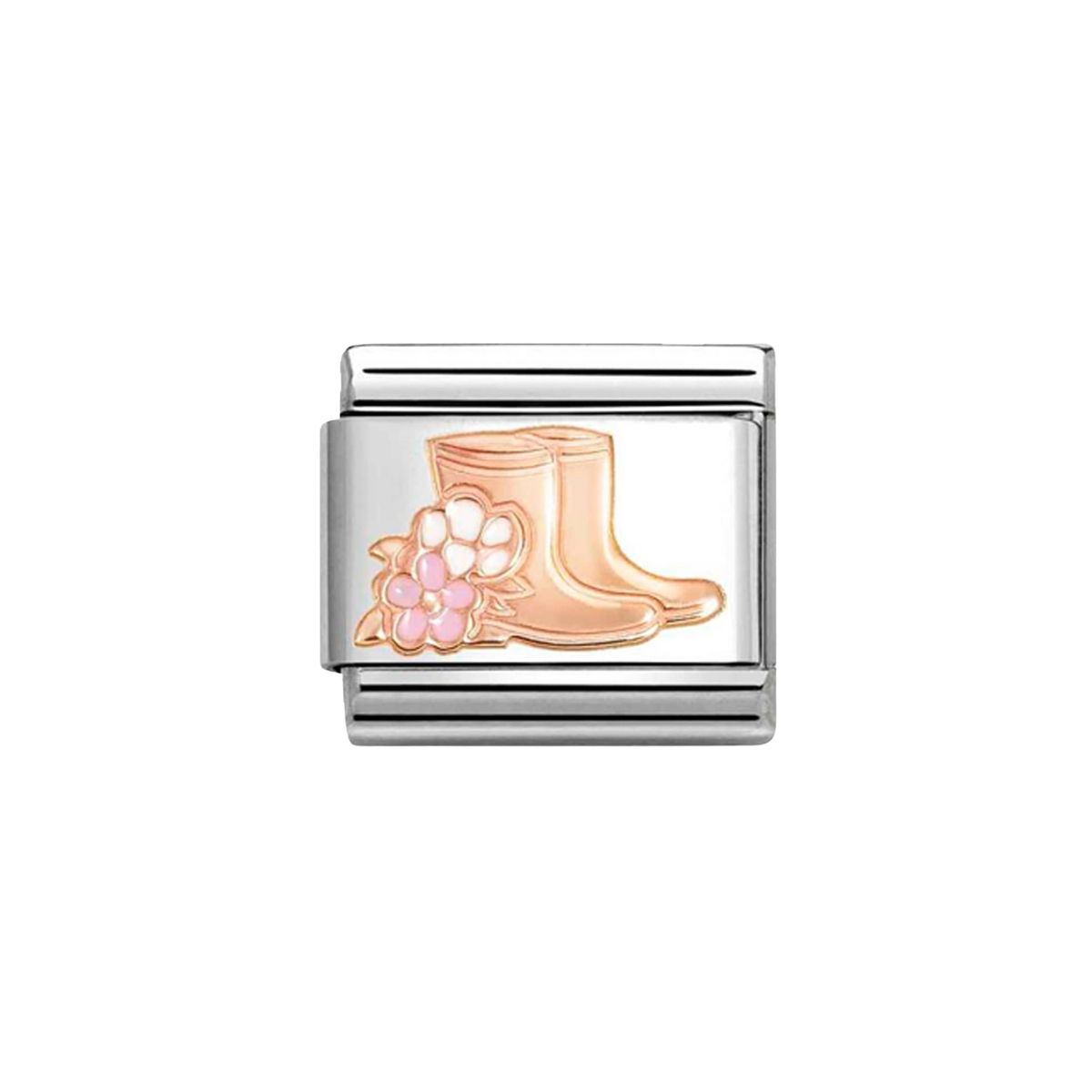 Nomination Classic Rose Gold Boots with Flowers Charm. Item code 430202/20
