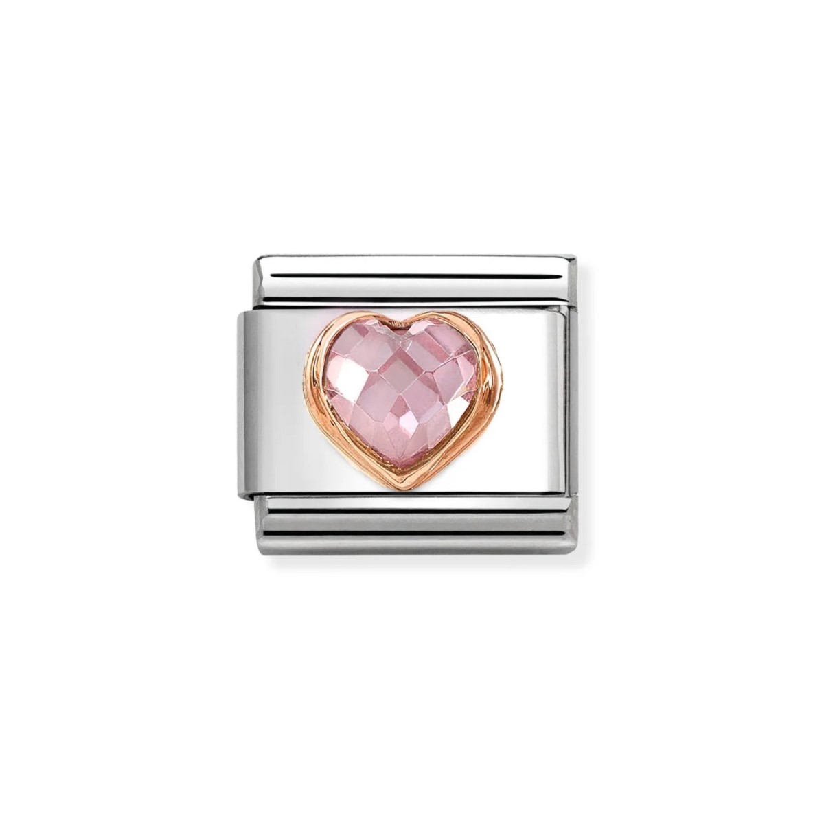Nomination Classic Rose Gold Faceted Pink Stone Heart. Item code 430607/003