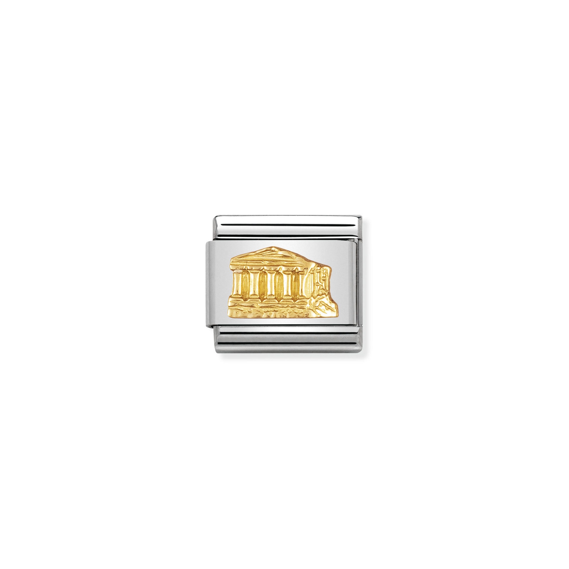NOMINATION COMPOSABLE Classic RELIEF MONUMETS in stainless steel with 18k gold Parthenon 030123_02