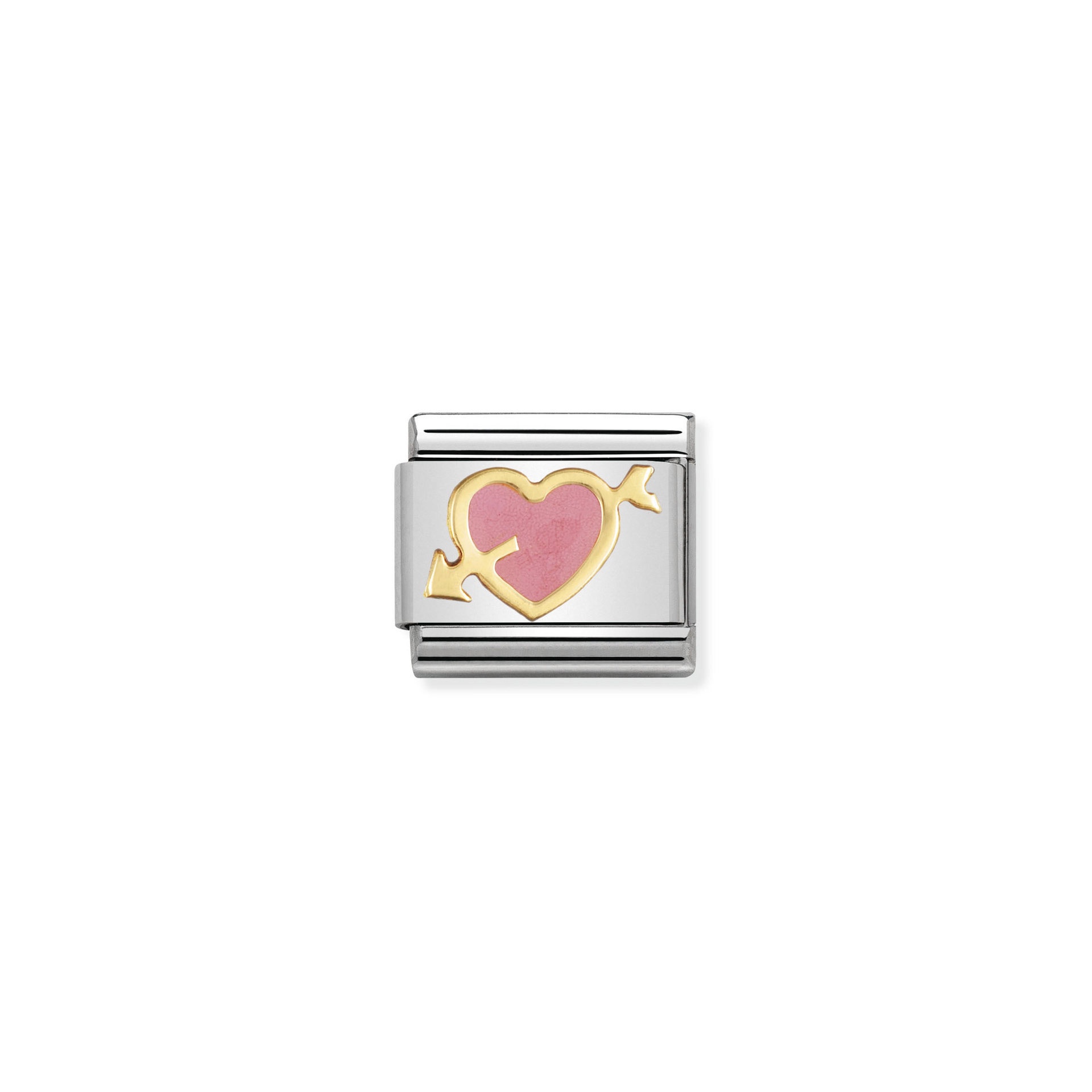 NOMINATION Composable Classic LOVE 1 stainless steel, enamel and gold 18k Pink heart with arrow 030253_01