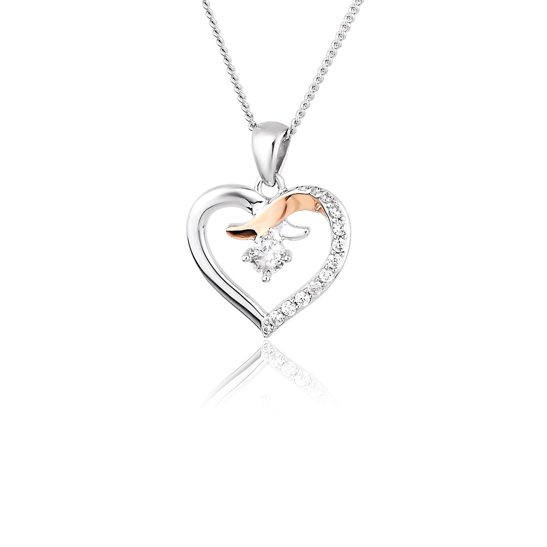 Clogau Kiss White Topaz Heart Pendant 3SCGKP