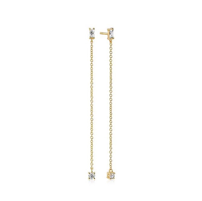 Sif Jakobs Princess Baguette Piccolo Lungo Earrings - 18k Gold Plated SJ-E1075-CZ-YG