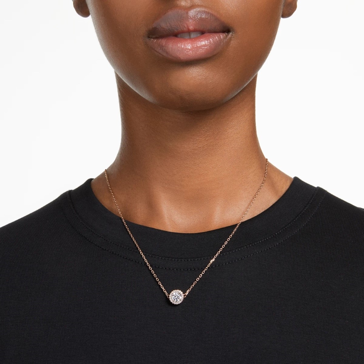 Swarovski Constella Pendant Round Pavé - White with Rose Gold Tone Plating 5636272