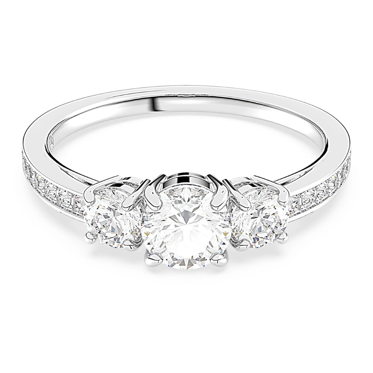 Swarovski Attract Trilogy Round Ring - White with Rhodium Plating 5656289, 5656292, 5655713, 5656291