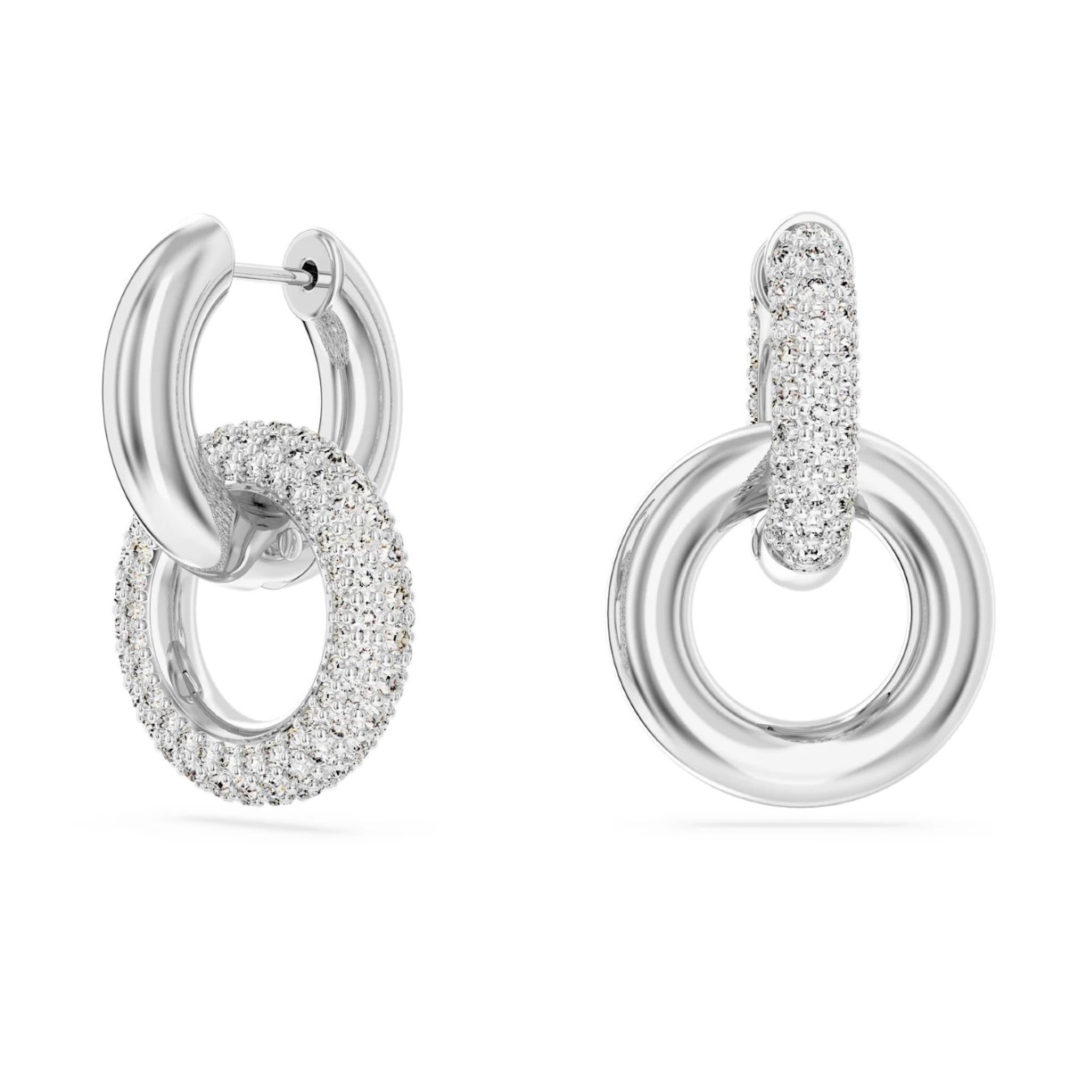 Swarovski Dextera Hoop Earrings Interlocking Loop - White with Rhodium Plating 5671807