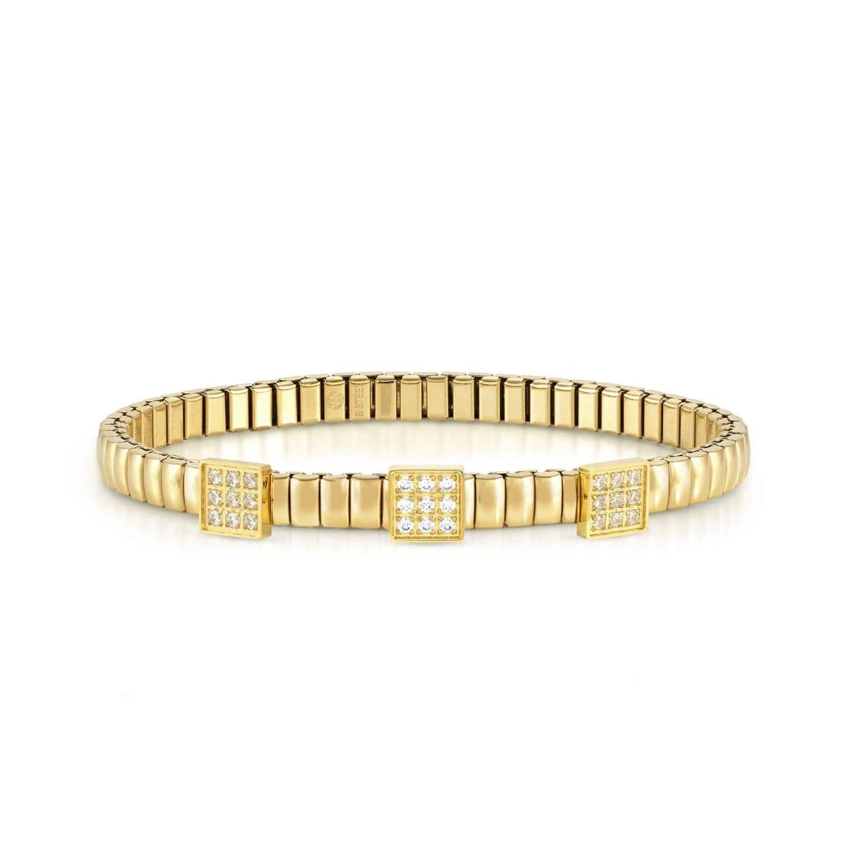 Nomination Extension Style Bracelet - Stainless Steel Yellow Gold Zirconia Squares 046015_056
