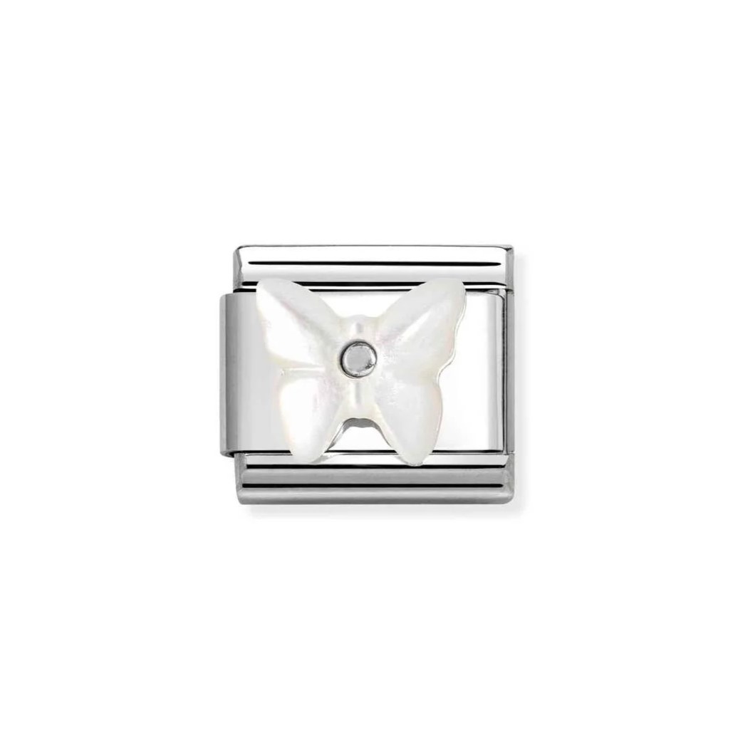 Nomination Classic Silver White Mother of Pearl Butterfly Charm