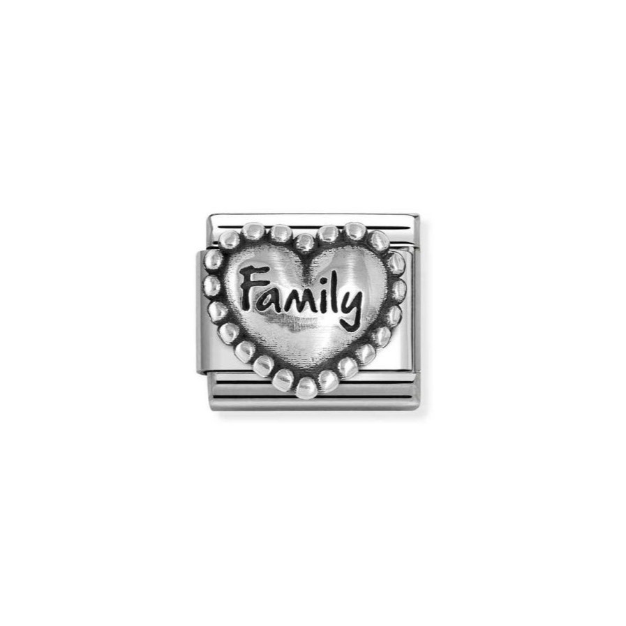 Nomination Classic Silver Oxidised Heart with Dots Family Charm. Item code 330101/84