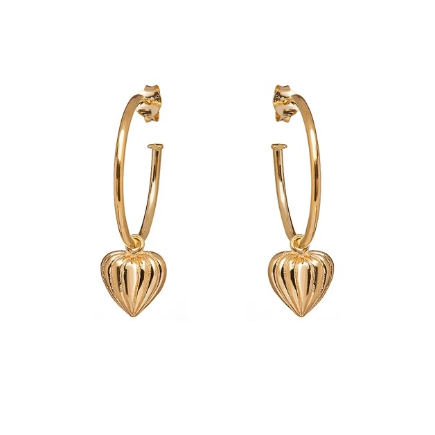 Annie Haak Lined Heart Gold Hoop Earrings