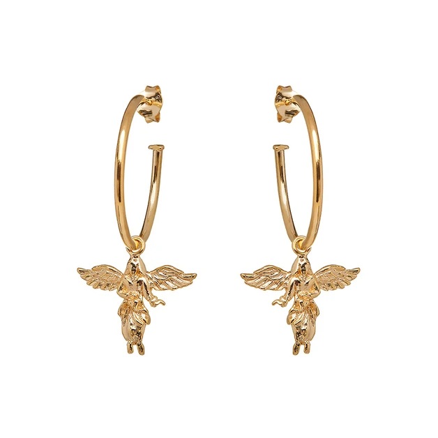 Annie Haak My Guardian Angel Gold Hoop Earrings 
