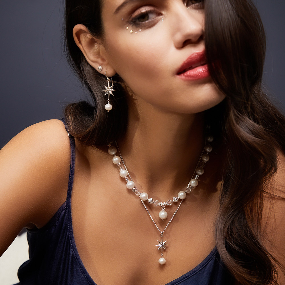 Annie Haak Wish Upon A Star Pearl Silver Earrings