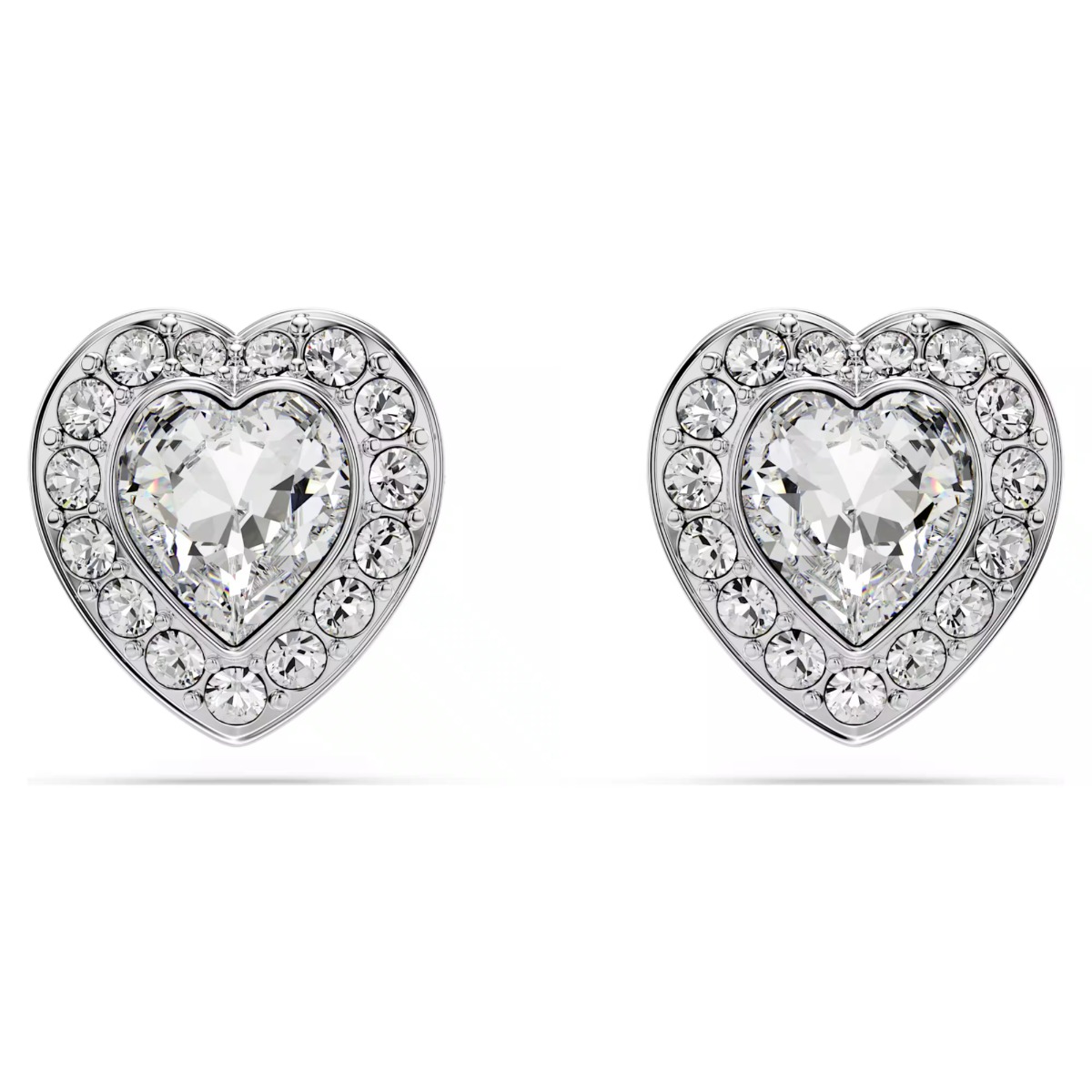 Swarovski x Ariana Grande Heart Stud Earrings - White with Rhodium Plating