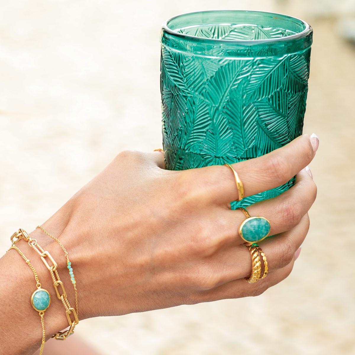 Sarah Alexander Arizona Amazonite Gold Statement Ring