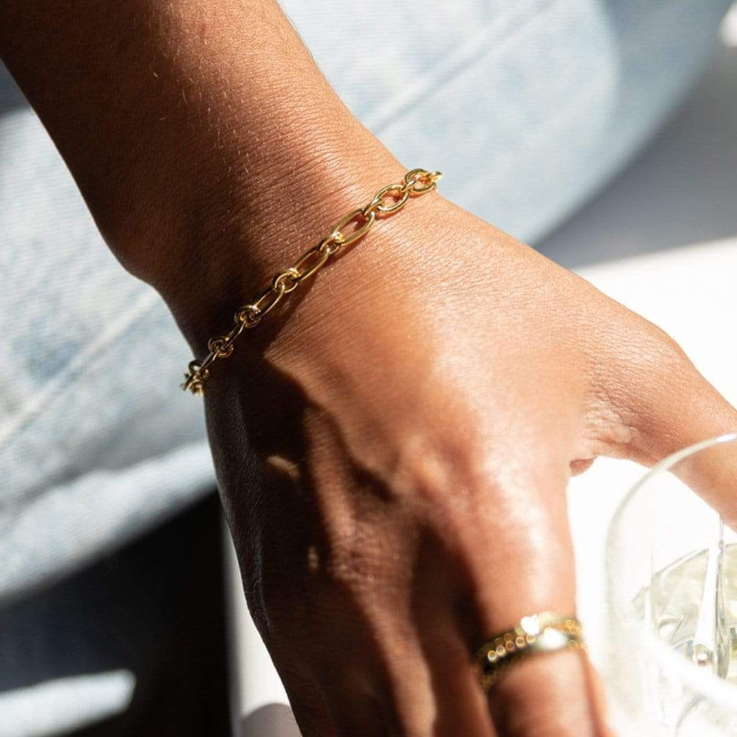 Daisy Stacked Linked Chain Bracelet - Gold BRB8004_GP