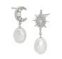 Amelia Scott Luna Moon & Star Baroque Pearl Stud Earrings Silver