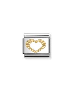 Nomination Classic Gold Etched Open Heart Charm 030149_63