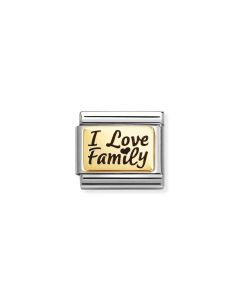 Nomination Classic Gold and Enamel Writing I Love Family Charm