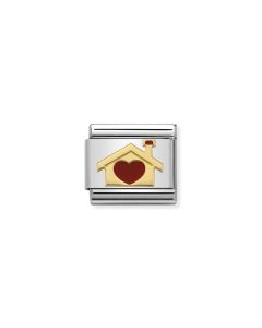 Nomination Classic Gold and Enamel Home with Heart Charm. Item code 030283/07.