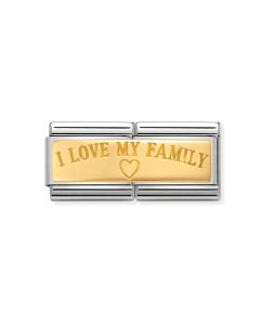 Nomination Classic Gold Double Engraved Charm - I Love My Family. Item code 030710_03.