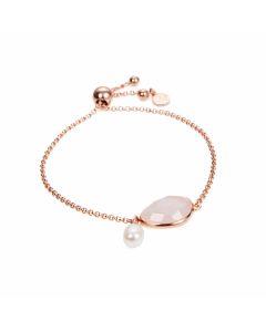 Jersey Pearl Sorel Rose Quartz Bracelet Rose Gold Plated