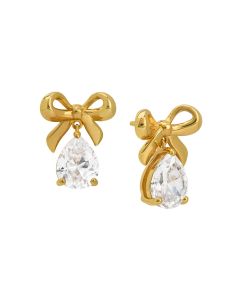 Amelia Scott Amelia Bow Stud Gold Earrings with Clear Cubic Zirconia AS22TRE55