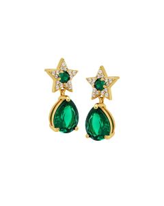 Amelia Scott Celeste Mini Star Teardrop Gold Stud Earrings in Emerald Green AS22SGE26