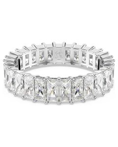 Swarovski Matrix Ring Baguette Cut - White with Rhodium Plating