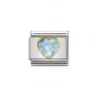 Nomination Classic Gold Faceted Light Blue Zirconia Heart Charm