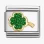 Nomination Classic Glitter Charm Gold with Enamel and Green Four-Leaf Clover - 030220_18