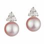 Jersey Pearl Soiree Pink Freshwater Pearl and Zirconia Stud Earrings - 1815627