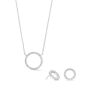 Coeur De Lion Sparkling Circle Necklace - Silver Crystal - 2057101817