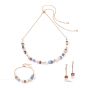 Coeur De Lion GeoCUBE Slider Necklace - Light Blue and Rose 3030100752