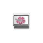 Nomination Classic Silver and Pink Enamel Hibiscus Charm. Item code 330202/24