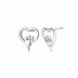 Clogau Paw Prints Sterling Silver Heart Stud Earrings with Topaz 3SPMH854