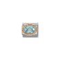 Nomination Classic Faceted Light Blue Cubic Zirconia Charm - Rose Gold Twist Setting