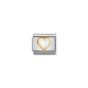NOMINATION COMPOSABLE Classic STONES HEARTS in stainless steel with 18k gold WHITE MOTHER OF PEARL