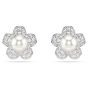 Ariana Grande x Swarovski Stud Earrings Round Cut Flower - White with Rhodium Plating - 5756098