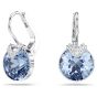 Swarovski Bella V Drop Earrings Round Cut - Blue with Rhodium Plating - 5734234