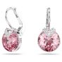 Swarovski Bella V Drop Earrings Round Cut - Pink with Rhodium Plating - 5734235