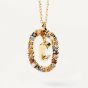 PDPaola Letter C Multicolour Gold Necklace. Item code CO01-262-U.