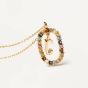 PDPaola Letter C Multicolour Gold Necklace. Item code CO01-262-U.