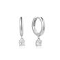 Ania Haie Drop Solitaire Huggie Hoop Silver Earrings - E061_08H