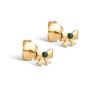 Enamel Copenhagen Baby Bow Petrol Green Gold Stud Earrings. Item code E440G_PetrolGreen.